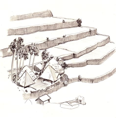 sketch banaue rice terraces drawing